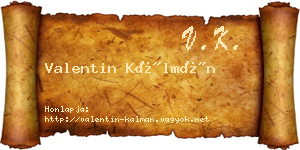 Valentin Kálmán névjegykártya