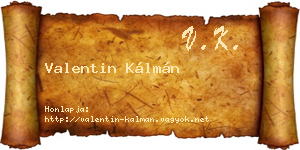 Valentin Kálmán névjegykártya